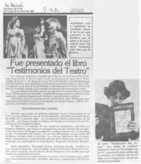 Fue presentado el libro "testimonios del teatro".