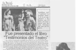 Fue presentado el libro "testimonios del teatro".