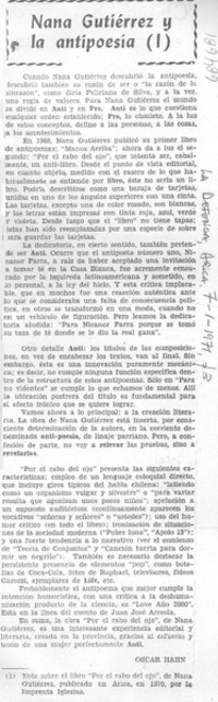 Nana Gutiérrez y la antipoesía (I)