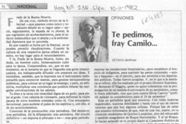 Te pedimos, fray Camilo...