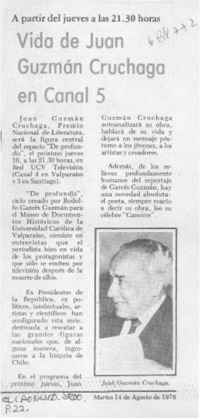 Vida de Juan Guzmán Cruchaga en canal 5.