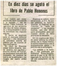 En diez días se agotó el libro de Pablo Huneeus.