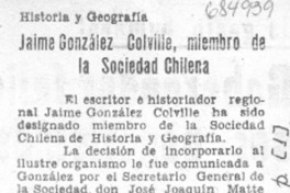 Jaime González Colville, miembro de la Sociedad Chilena.