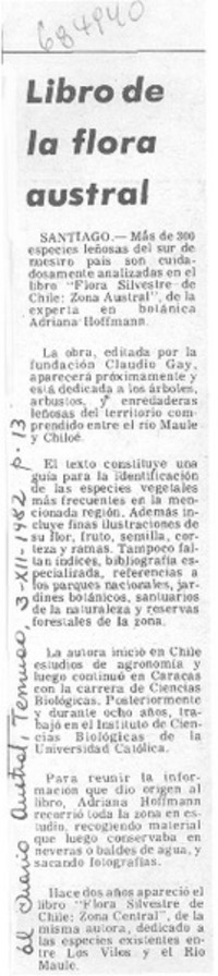 Libro de la flora austral.