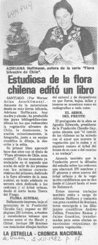 Estudiosa de la flora chilena editó un libro.