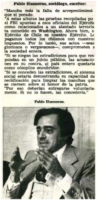 Pablo Hunneeus, sociólogo, escritor.
