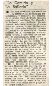 Lo comido y lo bailado".