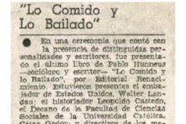 Lo comido y lo bailado".