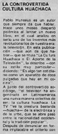 La controvertida cultura huachaca.