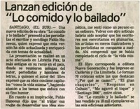 Lanzan edición de "Lo comido y lo bailado".