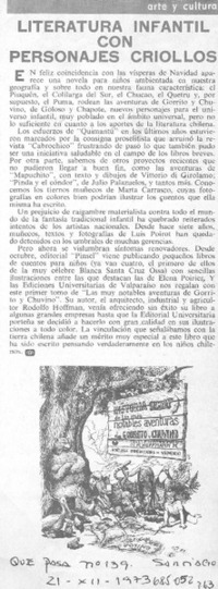 Literatura infantil con personajes criollos.