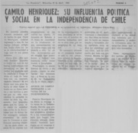Camilo Henríquez: su influencia política y social en la independencia de Chile.