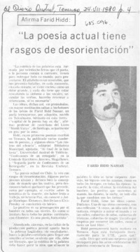 La poesía actual tiene rasgos de desorientación.