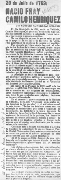 Nació Fray Camilo Henríquez