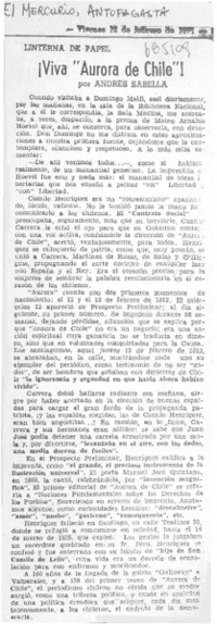 Viva "Aurora de Chile"!