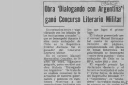 Obra "Dialogando con Argentina" ganó concurso literario militar.