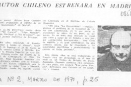 Autor chileno estrenará en Madrid.