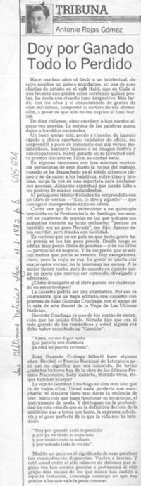 Doy por ganado todo lo perdido