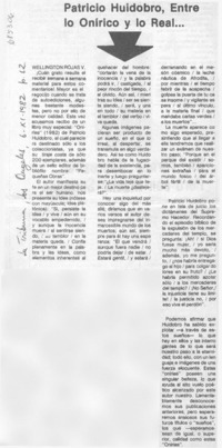 Patricio Huidobro, entre lo onírico y lo real--