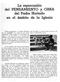 La repercusión del pensamiento y obra del Padre Hurtado en el ámbito de la iglesia