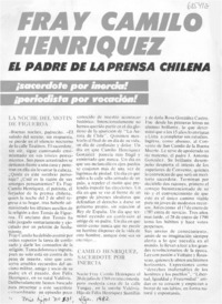 Fray Camilo Henríquez el padre de la prensa chilena.