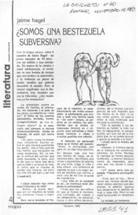 Somos una bestezuela subversiva?: [entrevista]