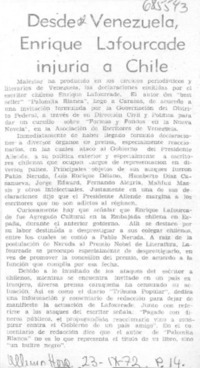 Desde Venezuela Enrique Lafourcade injuria a Chile.