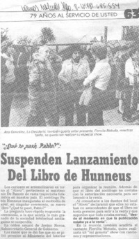 Suspenden lanzamiento del libro de Huneeus.