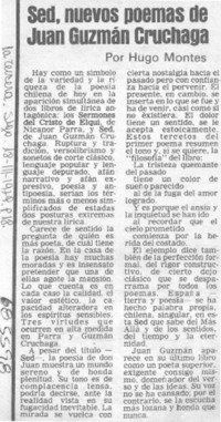 Sed, nuevos poemas de Juan Guzmán Cruchaga