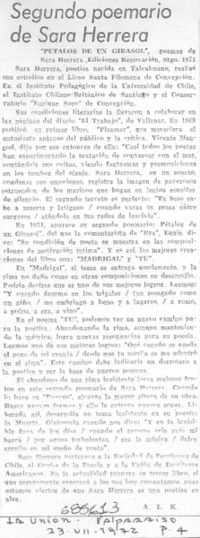 Segundo poemario de Sara Herrera