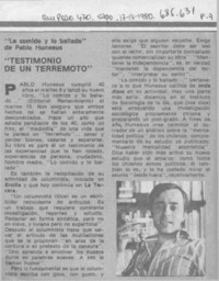 Testimonio de un terremoto.