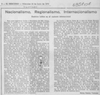 Nacionalismo, regionalismo, internacionalismo