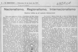 Nacionalismo, regionalismo, internacionalismo