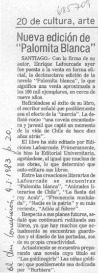 Nueva edición de "Palomita blanca".