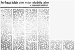 José Joaquín Vallejo, primer escritor costumbrista chileno