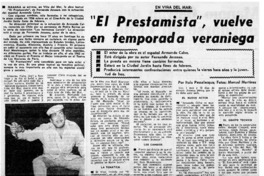 El prestamista", vuelve en temporada veraniega