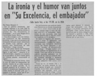 La Ironía y el humor van juntos en "su excelencia, el embajador"