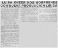 Luisa Kneer nos sorprende con nueva producción lírica.