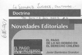 El Pago de lo no debido en el derecho chileno.