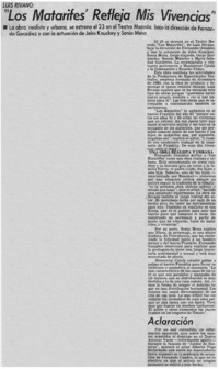 Los Matarifes" refleja mis vivencias".