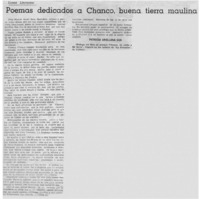 Poemas dedicados a Chanco, buena tierra maulina