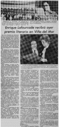 Enrique Lafourcade recibió ayer premio literario en Viña del Mar.