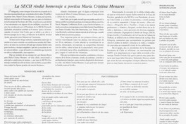 La SECH rindió homenaje a poetisa María Cristina Menares.