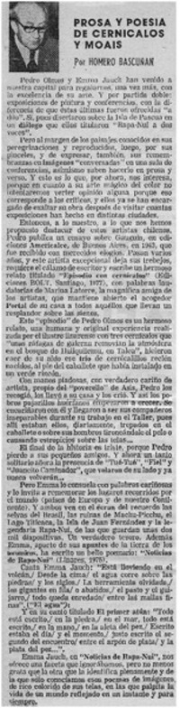 Prosa y poesía de cernicalos y moais