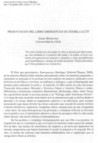 Presentación del libro "Emergencias" de Diamela Eltit