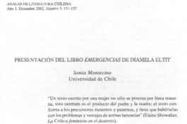 Presentación del libro "Emergencias" de Diamela Eltit
