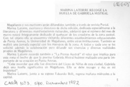 Marina Latorre recoge la huella de Gabriela Mistral.