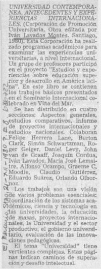 Universidad contemporanea. Antecedentes y experiencias internacionales.