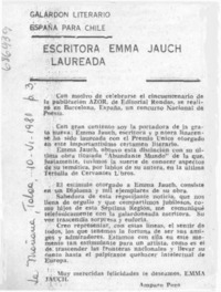Escritora Emma Jauch laureada
