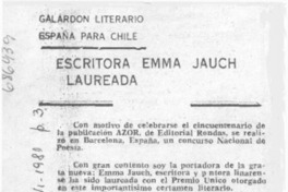 Escritora Emma Jauch laureada